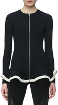 Thumbnail for your product : McQ Knit Zip-Front Jacket with Peplum, Black/White