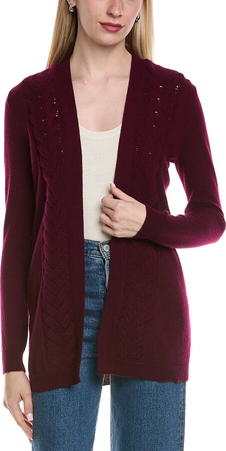 Sofia Cashmere Braided Cable Wool & Cashmere-Blend Cardigan