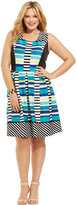 Thumbnail for your product : NY Collection Plus Size Geo-Print Fit-and-Flare Scuba Dress