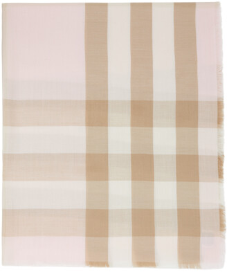 Burberry Pink & Brown Lightweight Cashmere Check Scarf