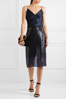 Thumbnail for your product : Dion Lee Sequined Knitted Midi Skirt - Midnight blue