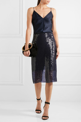 Dion Lee Sequined Knitted Midi Skirt - Midnight blue