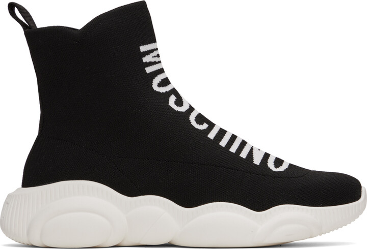Moschino Logo Print High-Top Sneakers - ShopStyle