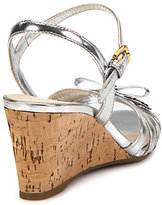 Thumbnail for your product : Prada Leather Bow Cork Wedge Sandals