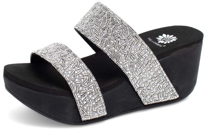 silver yellow box flip flops