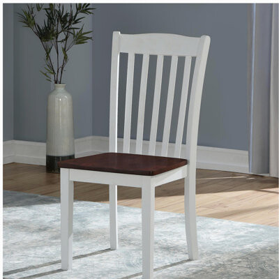 Latitude Run White and Walnut Slat Back Side Chairs (Set of 2)