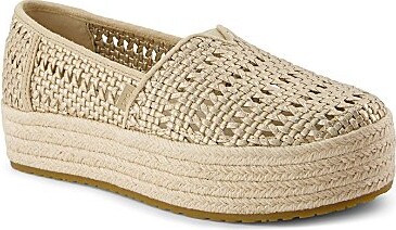 Valencia Metallic Woven Leather Platform Slip-On Espadrilles
