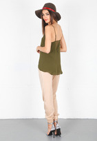 Thumbnail for your product : Haute Hippie Cami with Triangle Chiffon Insert in Fatigue