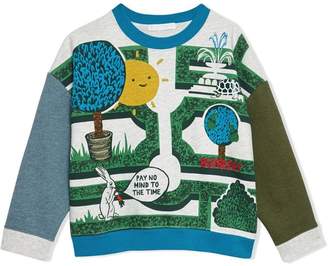 Burberry Kids TEEN Hedge Maze Print Cotton Sweatshirt