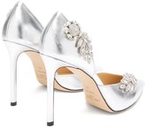 Thumbnail for your product : Jimmy Choo Teja 100 Crystal-brooch Leather D'orsay Pumps - Silver