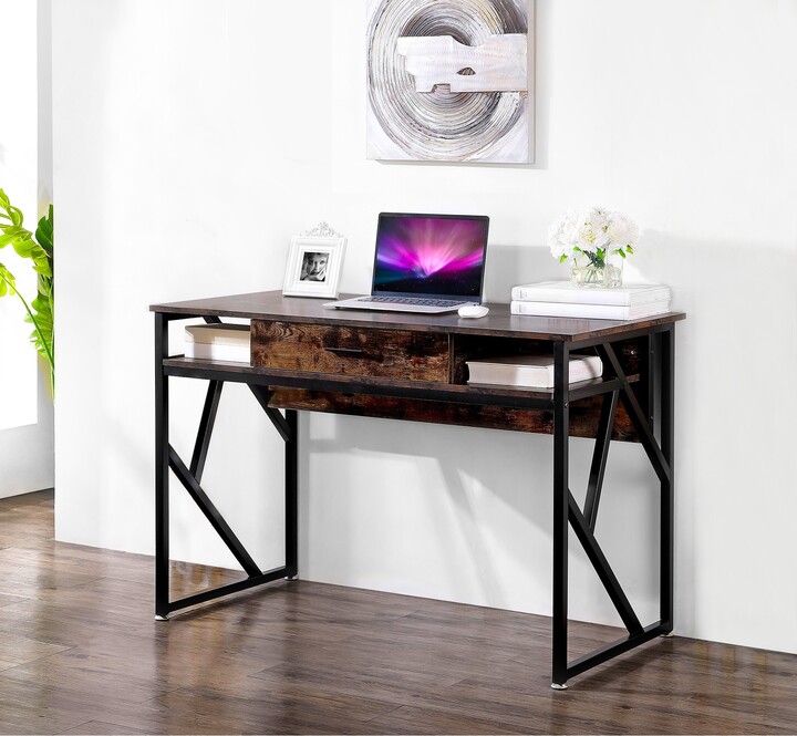 LEDEL Modern Farmhouse Writing Desk with Storage Drawer for Home Office