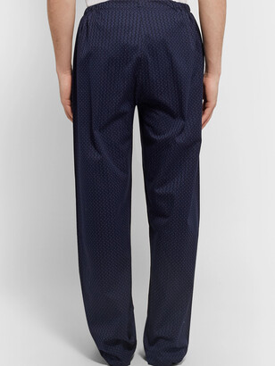Derek Rose Royal Pin-Dot Cotton-Jacquard Pyjama Set - Men - Blue - L
