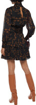 Thumbnail for your product : Nicholas Gemma Cutout Pleated Printed Chiffon Mini Dress