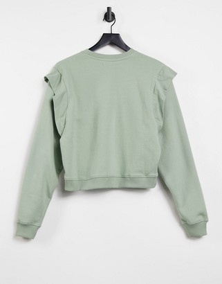 Threadbare ruffle sweatshirt in sage green - ShopStyle Jumpers & Hoodies