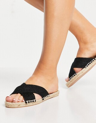 cross strap sliders black