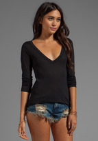 Thumbnail for your product : LnA Classic Long Sleeve Deep V