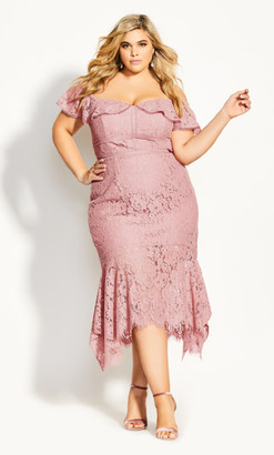 City Chic Angel Lace Dress - rose