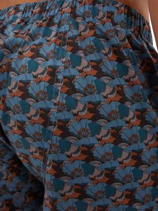 Sunspel Liberty Leafy Bloom-print Cotton Boxer Shorts - Mens - Blue Multi