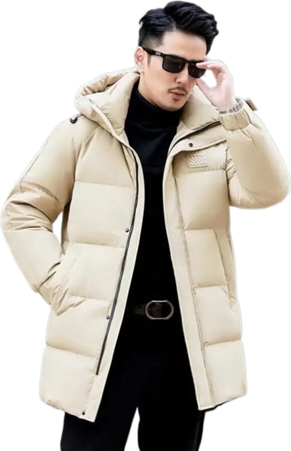 WOLONG Mens Coat Thermal Down Jacket Thick Puffer Jacket Overcoat Men's