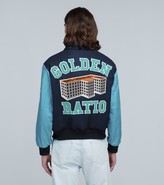 Thumbnail for your product : Off-White Leather-sleeved varsity jacket