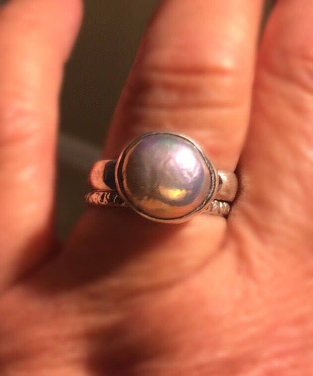 Etsy Pink Pearl Ring/Blush Ring/Solitare Ring/Modern Ring/Unique Ring/Baroque Ring/June Birthstone/Free Us Ship