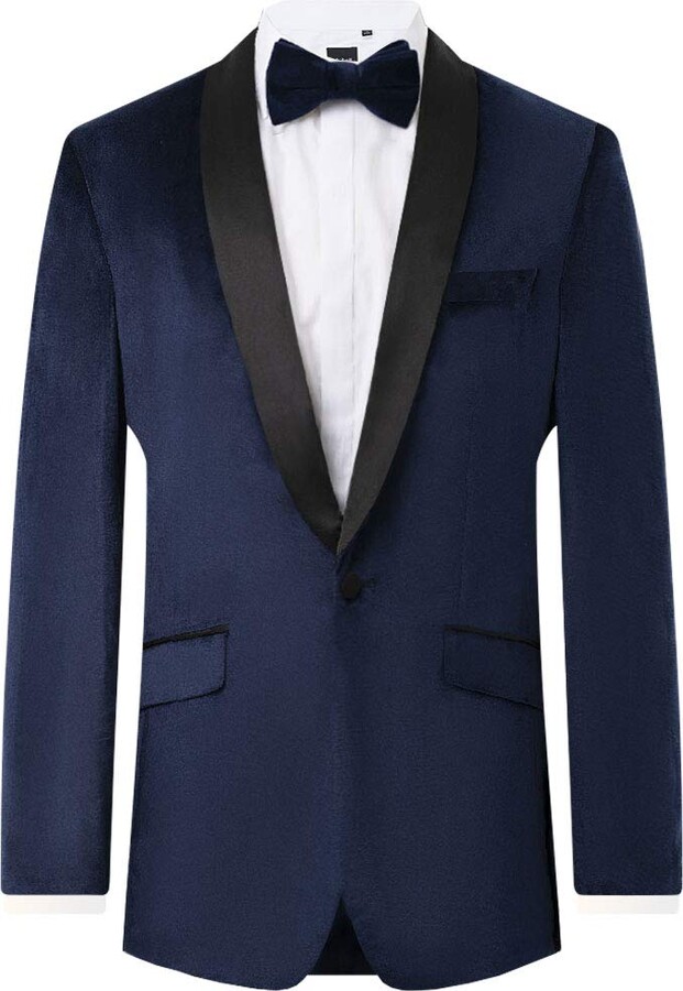 Dobell Tuxedo Dinner Suits Dobell Mens Navy Blue Tuxedo Dinner Jacket Slim Fit Velvet Contrast Shawl Lapel-42R - ShopStyle Dobell Blue Velvet Dinner Jacket