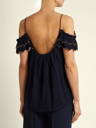 Alex Gore Browne Trapeze Wool And Cashmere-blend Top - Navy