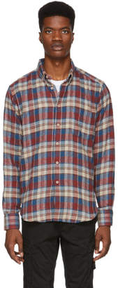 Naked & Famous Denim Denim Denim Red and Beige Rustic Nep Flannel Easy Shirt