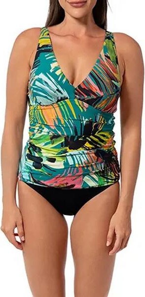 Jantzen Women's Amber V-Neck Swim Tankini 8 Sunset Magic