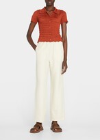 Thumbnail for your product : Vince Smocked Satin Button-Front Top