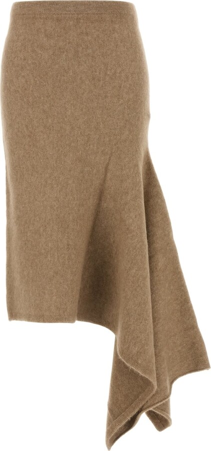 Ferragamo Camel Stretch Alpaca Blend Skirt