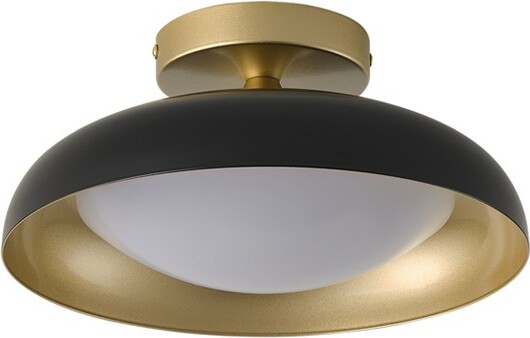 Moxie Dewdrop ModernSemiFlushMountCeilingLightBlackandGoldDomeFixtureLEDContemporaryBedroomKitchenLighting