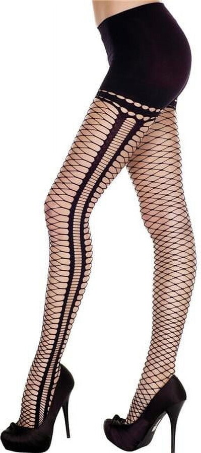 Music Legs Women’s Mini diamond net with oval cut out sides spandex pantyhose