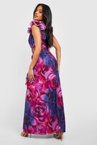 Thumbnail for your product : boohoo Floral Ruffle Belted Chiffon Maxi Dress