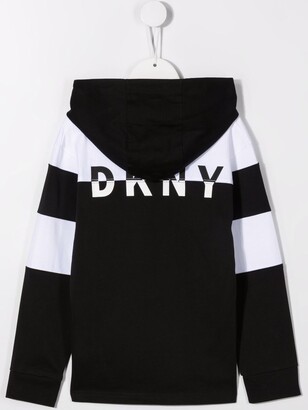 DKNY Striped Logo-Print Hoodie
