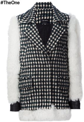 Yigal Azrouel contrast sleeve checked coat - women - Alpaca/Virgin Wool/Polyimide - 0