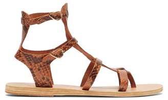 Ancient Greek Sandals Stephanie Snake-effect Leather Gladiator Sandals - Brown Multi