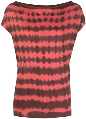 Malo Tie-Dye Print Cap-Sleeve Knitted Top