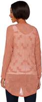 Thumbnail for your product : Halston H By H by Long Sleeve Metallic Thread Button Front Cardigan