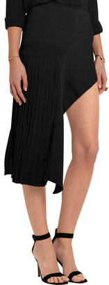 Anthony Vaccarello Asymmetric Pleated Stretch-Knit Mini Skirt