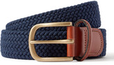 Thumbnail for your product : Anderson & Sheppard 3.5cm Leather-Trimmed Woven Belt