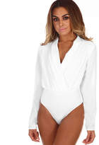 Thumbnail for your product : Pink Boutique Fashion Flirt White Long Sleeve Wrap Bodysuit