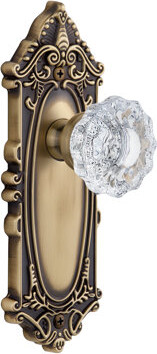 Grandeur Grande Victorian Plate Single Dummy with Versailles Crystal Door Knob