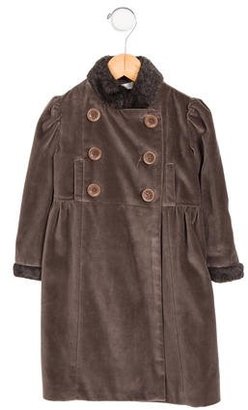 Marie Chantal Girls' Faux Fur-Trimmed Velvet Coat