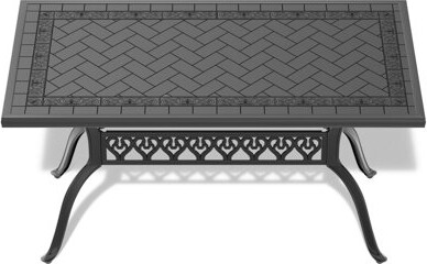 Black Cast Aluminum Patio Dining Table - Rectangular, Texture, 6 Seating, Resistance, Rust Proof Outdoor Black, Pattern, Corrosion Resistance