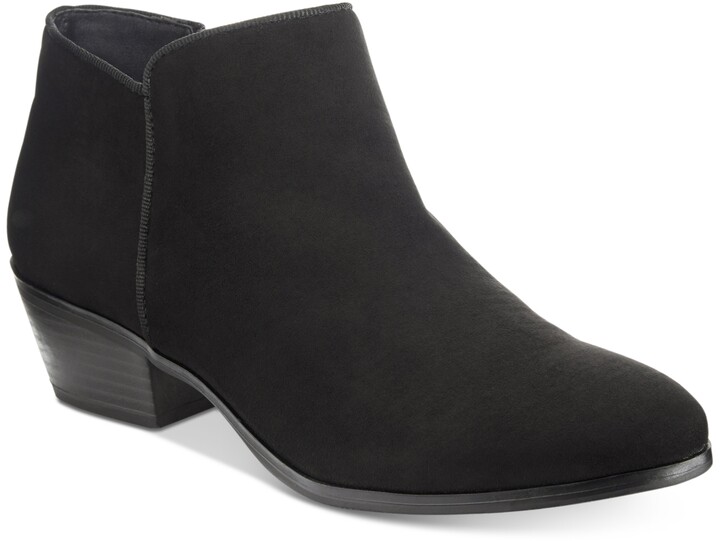 BHFO 5388 B,M Style & Co Womens Angiee Black Faux Fur Booties Shoes 6 Medium 