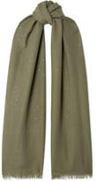 Brunello Cucinelli - Sequin-embellished Cashmere And Silk-blend Scarf - Army green