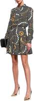 Thumbnail for your product : Moschino Pleated Printed Silk-twill Mini Dress