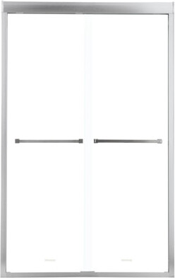 Kivaritio Semi- Shower Door, Bypass Sliding, Brushed Nickel Finish, Tempered Glass Panel Sliding 48\