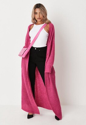 Missguided Recycled Petite Pink Balloon Sleeve Maxi Knit Cardigan -  ShopStyle